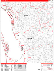 National City Wall Map Zip Code Red Line Style 2026